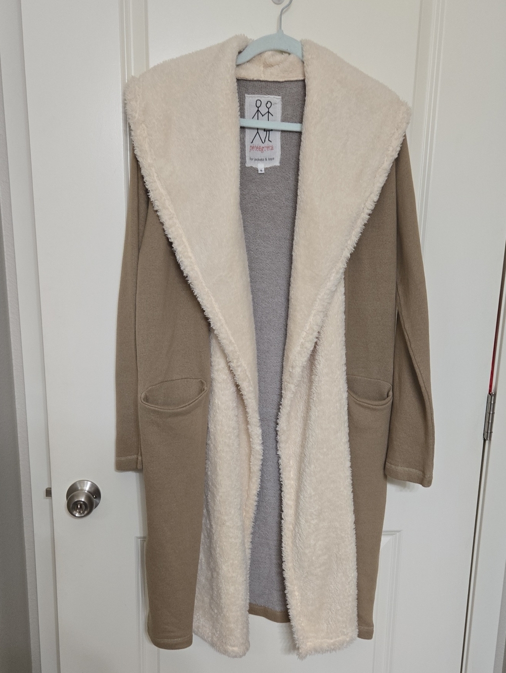 Cozy Sherpa-Lined Coatigan in Taupe and Cream